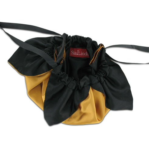 SiaLinda: Pompadour Tasche Aurelia gold / schwarz, Satin - SiaLinda.com
